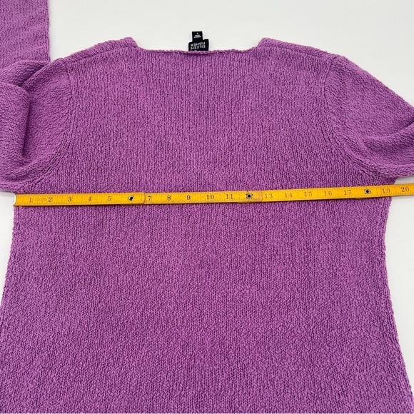 Eileen Fisher Purple Textured V-Neck Cotton Blend Sweater – Size L – Soft Knit - Picture 10 of 12